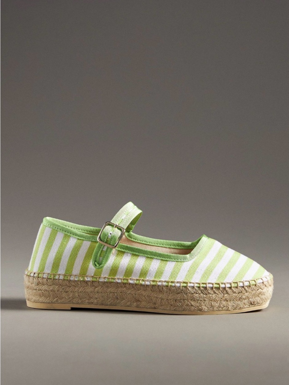 Maeve Mary Jane espadrille flats, lime stripe